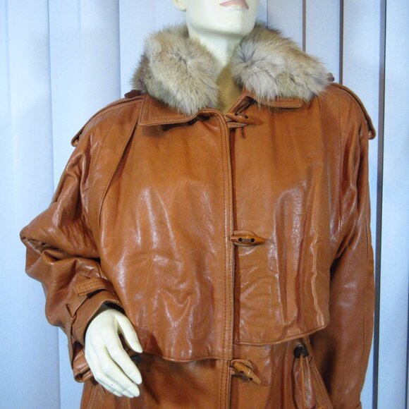 Vintage Damselle Made in USA Womens Leather Jacket Coat S Fur Collar ThermoLite - Picture 5 of 16